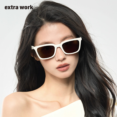 extrawork 板材墨镜CR39偏光太阳眼镜简约方形韩版日常百搭显脸小
