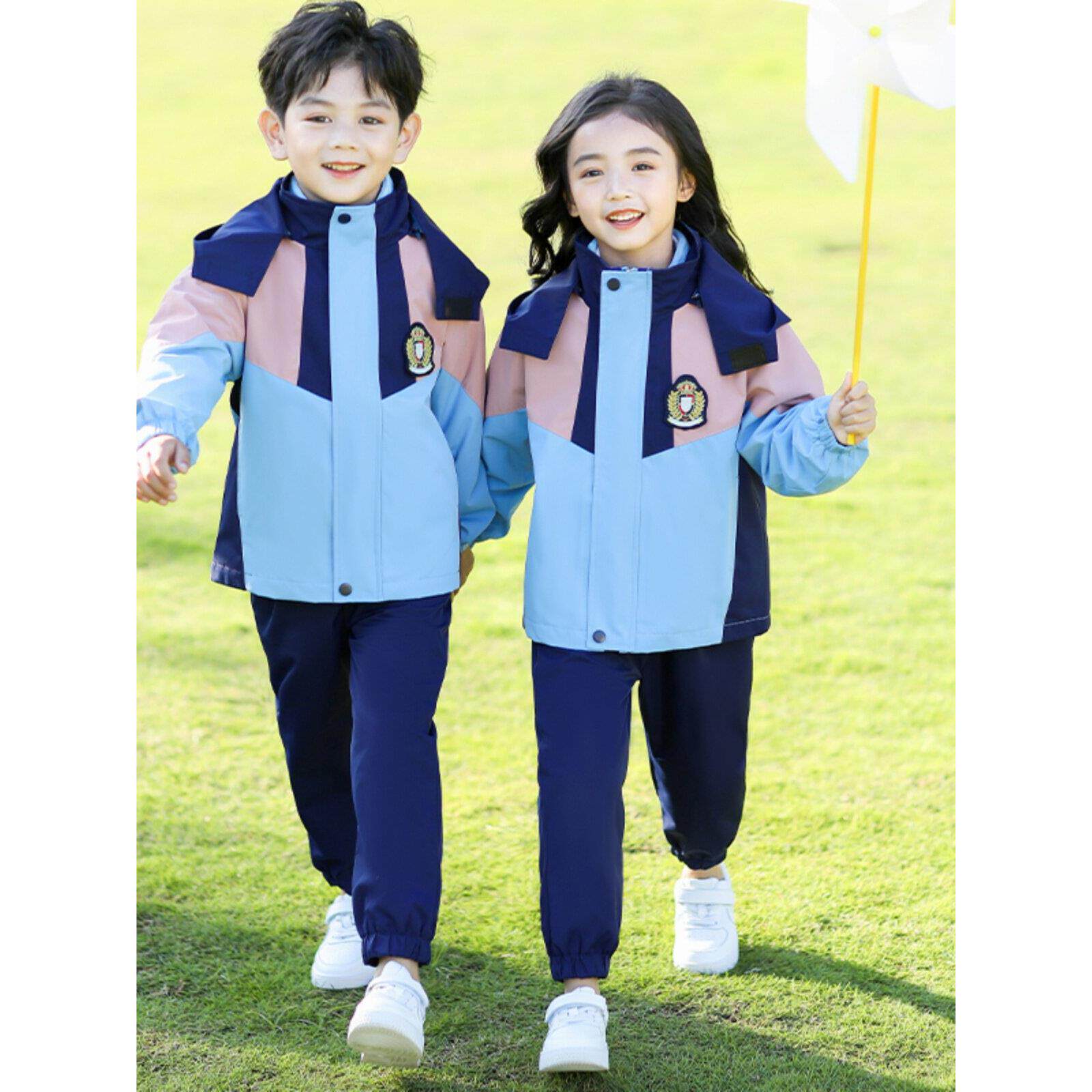 冲锋衣春秋三合一外套保暖秋冬秋季小学生班服休闲套装幼儿园园服