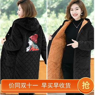 冬装女士棉衣中长款外套罩衣大码加绒加厚棉袄工作服罩衣加厚加绒