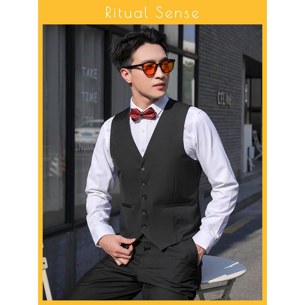 婚礼伴郎制服兄弟团体西装背心男士商务宴会礼服背心白衬衫领带裤