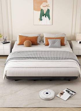 日式约无床头架悬浮床架子排骨VLA架家用铁铁艺床简加厚单人双人