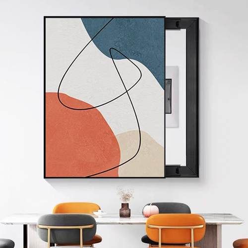 奶油风轻无品牌/开奢客厅餐厅挂画总箱关电闸盒遮配电挡箱弱电表