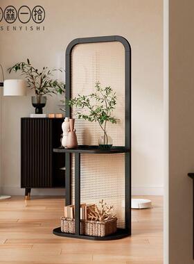 中式客厅可移动遮挡复花架座屏编屏风网红隔古断家用玄RFC藤物关