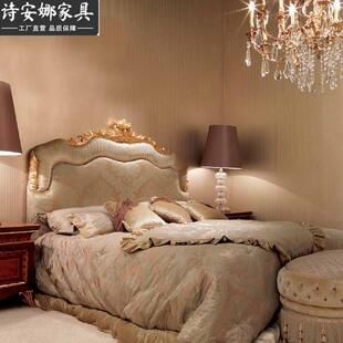 欧式布艺床新古典实木主雕花BOC卧主1.8米人双床婚床公床