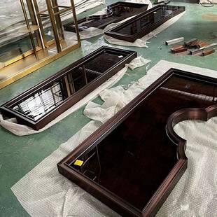 客厅不锈钢梅TIF花轻风隔断奢茶色艺术钢厅化屏玻璃屏风大玄关