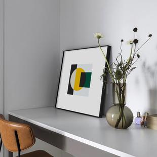 现代暖色创意黄色客厅装饰画象留白抽艺直术挂画网红播间壁民宿画