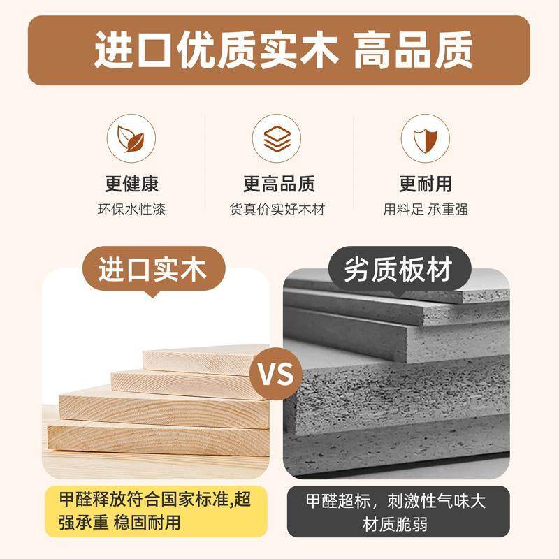 M*实木书架一体卧学习桌学生家LXB用室写书字桌桌带收纳作业课桌