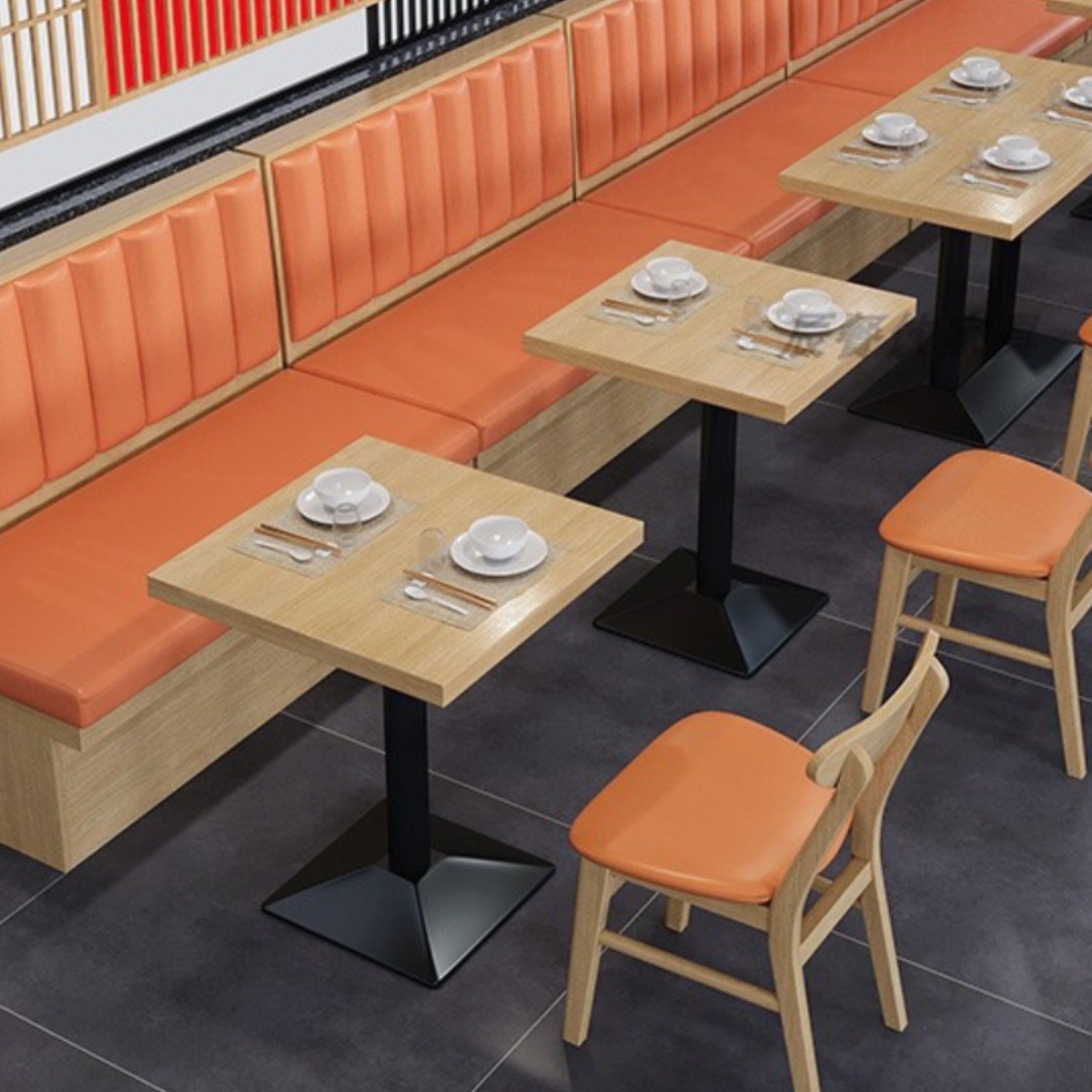 餐饮店商用靠墙卡座桌椅组合