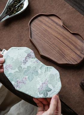 席胡桃木茶壶承干泡台精致实木茶托盘盘一人高档小型茶垫KOJ家用