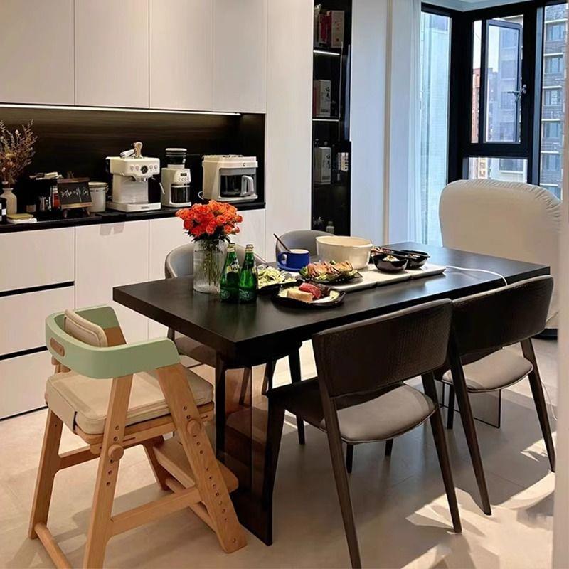 型亚克力岩板餐桌纯餐黑轻奢用现代简约家小户下挂长方形悬浮OOL