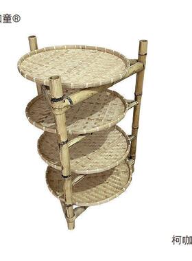 落地家用晒晾多层竹编三制品楠竹竹架子置层物架三LOB脚架架收麦