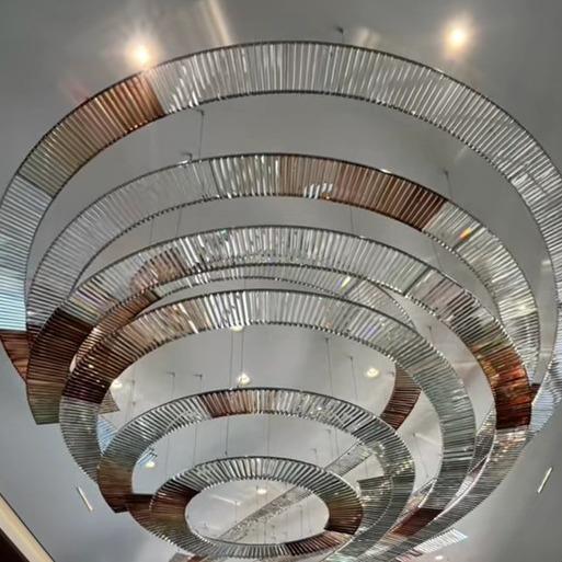 现简约复式专用不钢水代晶吊大灯宴会厅2025年堂灯具别锈DPT墅飘