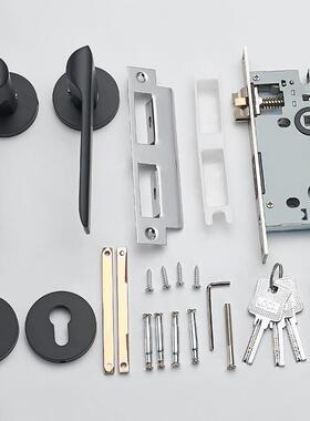 黑色通型门锁家用室内门卧室JVO门手柄锁五金手门把木门锁具房门