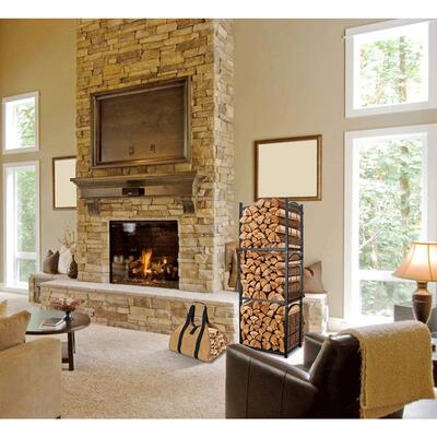 美式重铁艺架3层柴型火室内外木收纳架落地多材层壁炉O28138木材