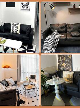 沙发小户型三人休出租房屋公寓服店息区接待黑色懒人装客A002-3厅