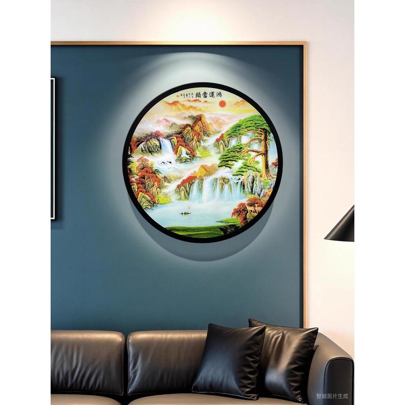 圆形壁灯简约玄关装饰画LED灯画现代轻奢走廊过道楼梯客厅墙灯