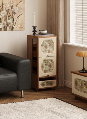 古印花具收纳茶边设计师客厅沙发边柜角72102几实复木几储物收纳