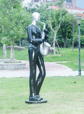 玻璃PSG美女人雕塑音钢乐元素人摆件琵琶仕女酒店园物林物景观装