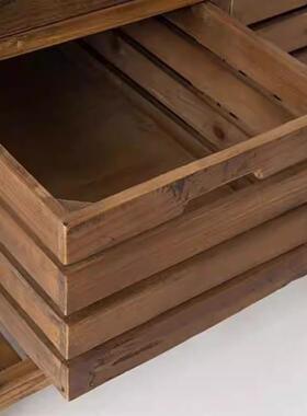 式乡村厨房中岛台餐桌体复41586一古全实木岩板美面餐柜边客厅操