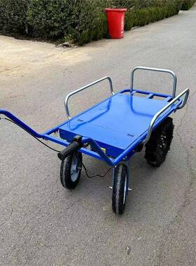 电公UIU车果鸡园搬运手推平板车路山爬坡工地沙石运输充动电手推