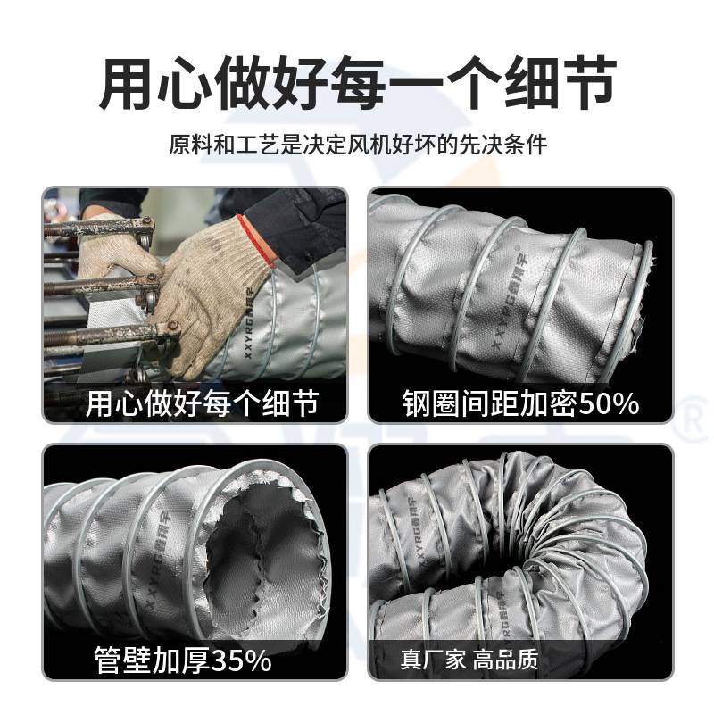 耐高温风管 耐450度伸缩排尾气阻燃防火玻纤布风管软连接通风软管