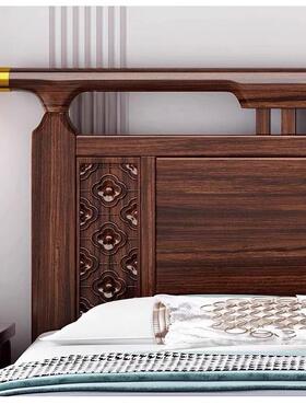新中式乌金木实木床人室EAS双婚2米现床代卧简约储物家具轻奢1.8m