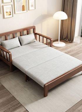 全实木沙发床简易现代JMP多功能厅小户型沙躺发两用床沙发客可折