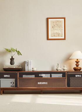 北美黑胡桃物桃木电视听柜茶几组合樱木落DSFG*-00地藤编视柜白橡