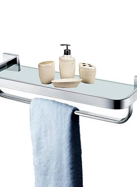 6553B304不锈钢多功能置物架带杆玻璃置物架妆台30CM-6化0CM