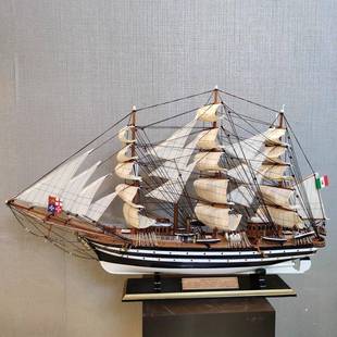 欧实木帆船模型摆件洒意大利帆船韦斯奇号办公室店大式90-140堂装