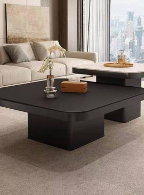 方现形户岩板茶几简XSN黑色小型代轻约奢茶几组合