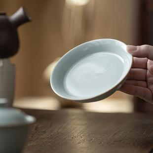 汝窑高足壶承干泡盘开片茶壶垫盖碗托陶瓷家用茶点盘茶承