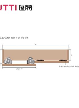 TUTT外趟挂衣柜5移门滑轮轨道吊轮T09HRC推拉平趟挂门缓冲滑I轮