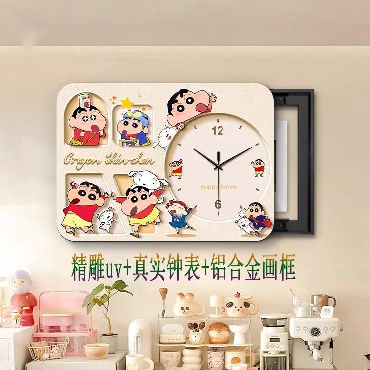 挂画遮挡配电箱电表箱装饰画打孔带盖板蜡笔小新钟表免时钟强电箱