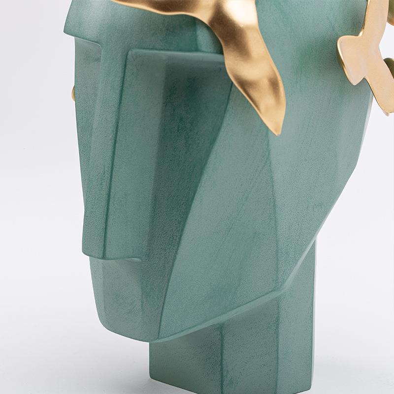 千脂样板间售楼大部创意摆造型绿色人物现代抽象D-S23BJ3人件脸雕