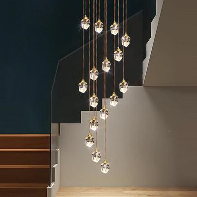 式轻灯TM-62808奢楼间水晶灯长吊现代简约旋梯转复楼美式loft灯具