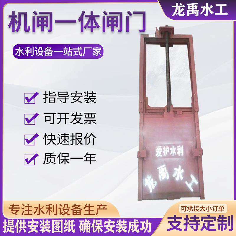 启CYS机机闸一体铸铁闸门镶铜门铸铁闸门河道挡水闭闸支持定制