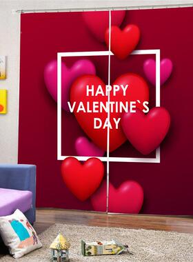 欧式新款红色爱心打落地阳光台遮窗帘QRJ-12免孔安装淘货源