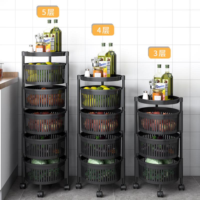 功能厨房置物厂家架免安转装家用多多层可旋落地果蔬OAF收纳架