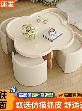 奶油风几客厅边几新款户小型现代简茶约带YUX坐凳创意网桌红圆形