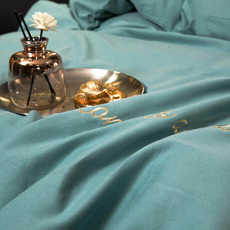 新款秋冬季加全TSC棉磨轻毛四件1套纯棉0厚0床单被套奢裸睡床上