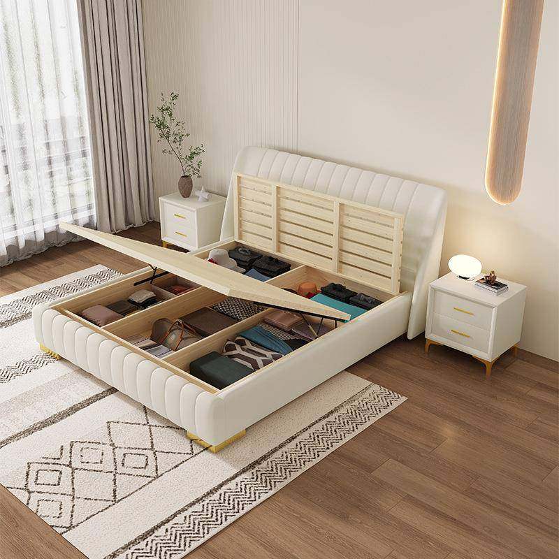 2025新款DUT奶人轻奢油风生主卧1.8m网红双床现代简约实木高箱储