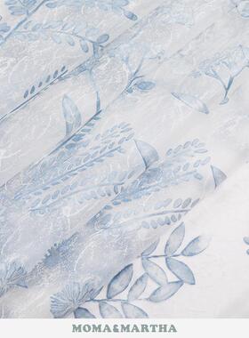 浴帘套子装免打孔EA防水霉V隔断帘HKO防浴室帘挂帘卫生间蓝花楹