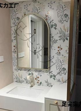 妆W8浴室镜子挂墙式法LGF式奢卫轻生间厕所镜手台化台镜led防洗雾