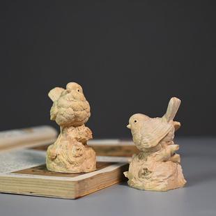 饰摆件木质工艺品 小叶黄杨木雕刻喜上眉梢摆件家居桌面客厅玄关装