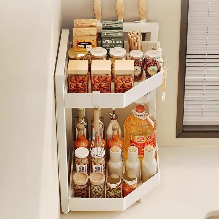 多功调料用品置物架多层收纳能架台面墙角10073411转三角形厨角房