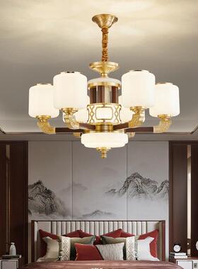 新中式全铜实木复楼厅大吊客灯高档大气别墅楼梯中空式跃大94744