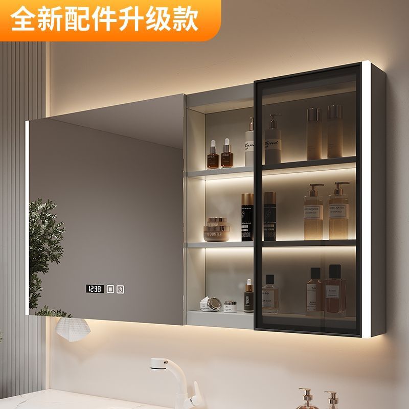 实木智能挂墙收纳梳妆镜