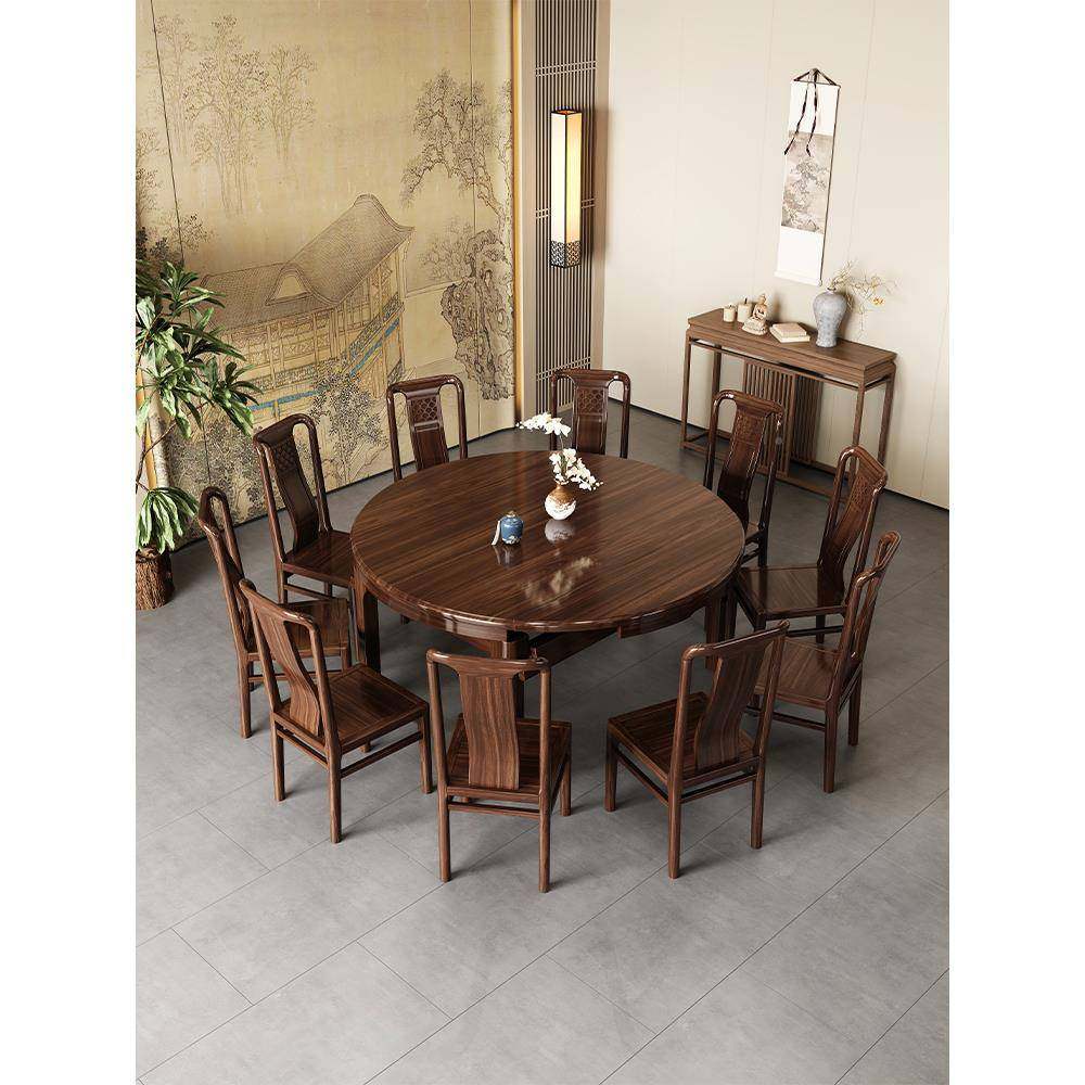 乌金木餐桌椅合餐全实木桌方圆两#乌金木用折客叠可伸缩家用组厅,商业/办公家具,餐桌椅系列,淘宝优惠券,粉丝福利购,淘宝优惠卷