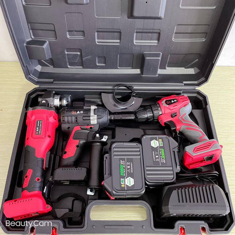 【四件套大功动率充电式锂电电锤角】磨切割机电机钻电TOU扳手工